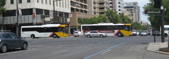 Buses Turning into North Terrace - Step One